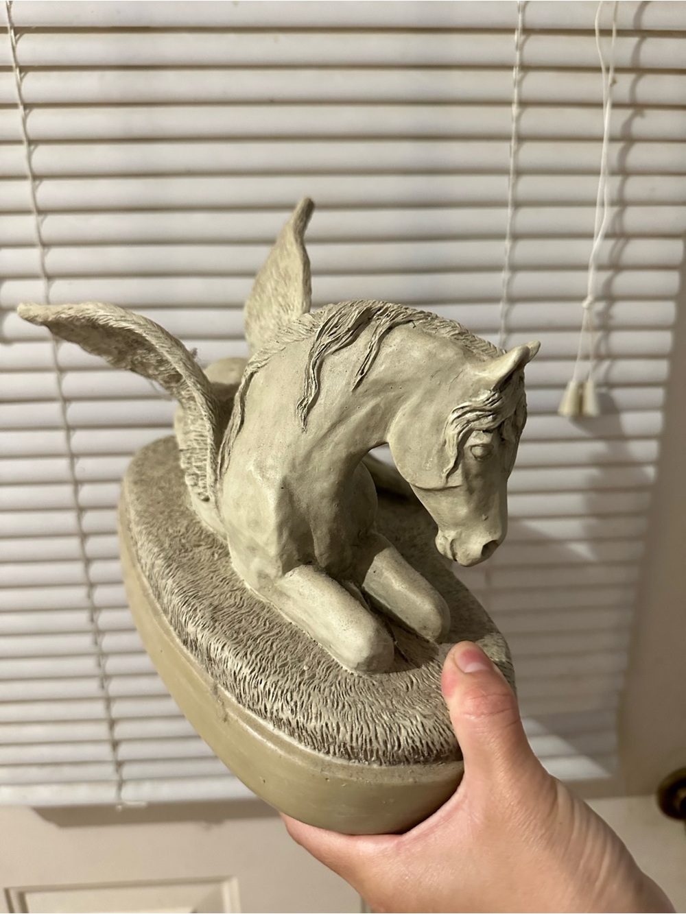 Winged Horse Figurine in Light Beige - Decorative Home Accent